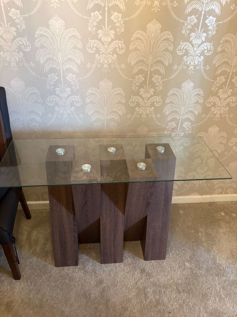 Glass Top Coffee Table with Wooden Base – Good Condition