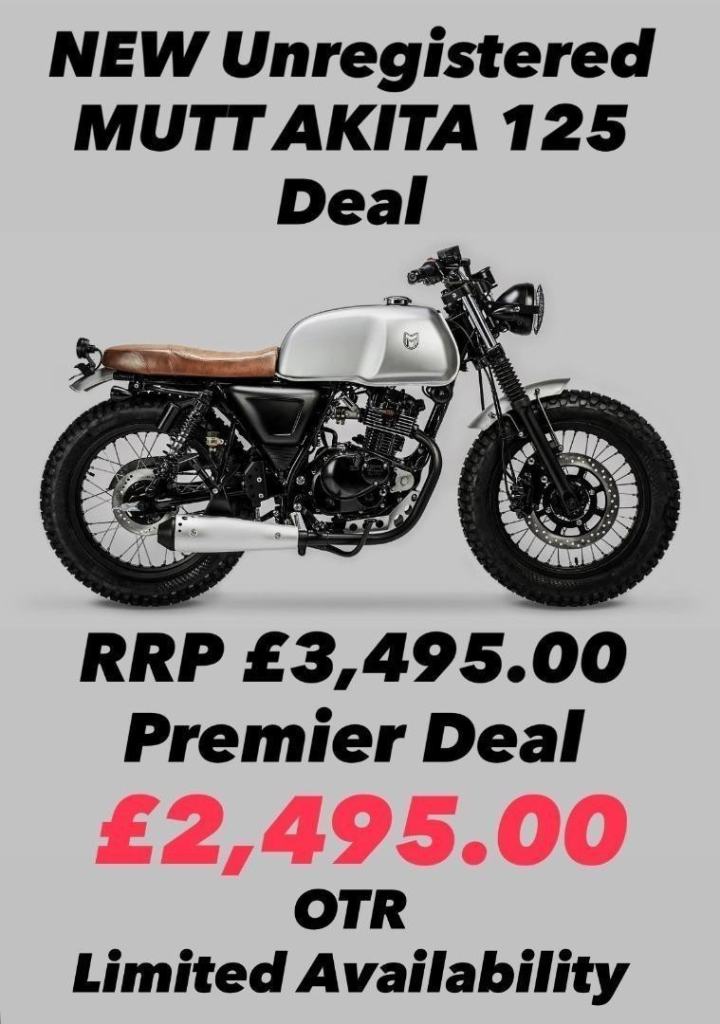 NEW Unregistered Mutt Akita 125 Silver Motorcycle Save 1K 