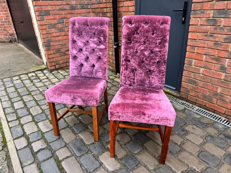 Pair of Purple Velvet Dining Chairs