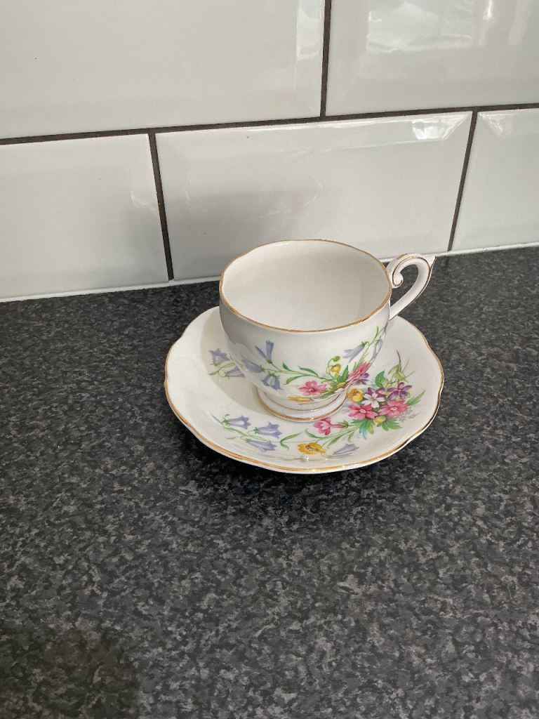 Vintage Floral Teacup and Saucer – Good Condition