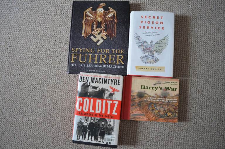 4x WW2 BOOKS COLDITZ  HARRY'S WAR CARTOON DRAWINGS PIGEON SECRET  FUHRER
