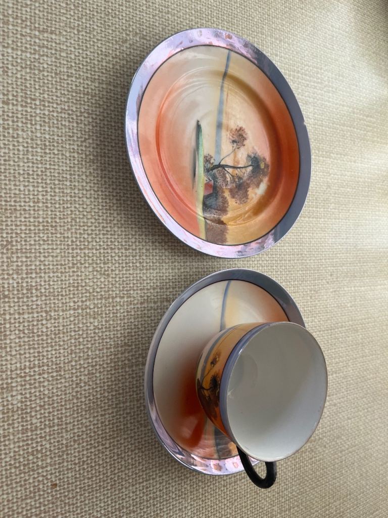 Vintage Chikaramachi Japanese Lustreware Cup & 2 Saucers – Hand Painted