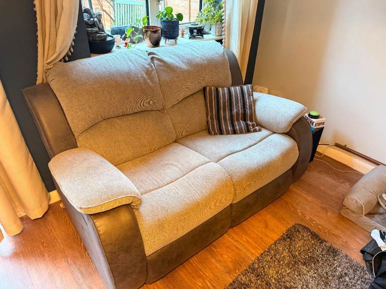 Grey 2 Seater Charleston Recliner Sofa – Good Condition