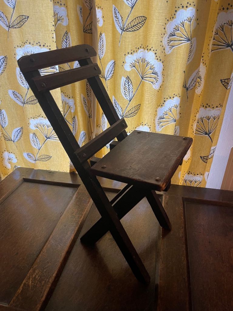 Vintage wooden doll teddy chair