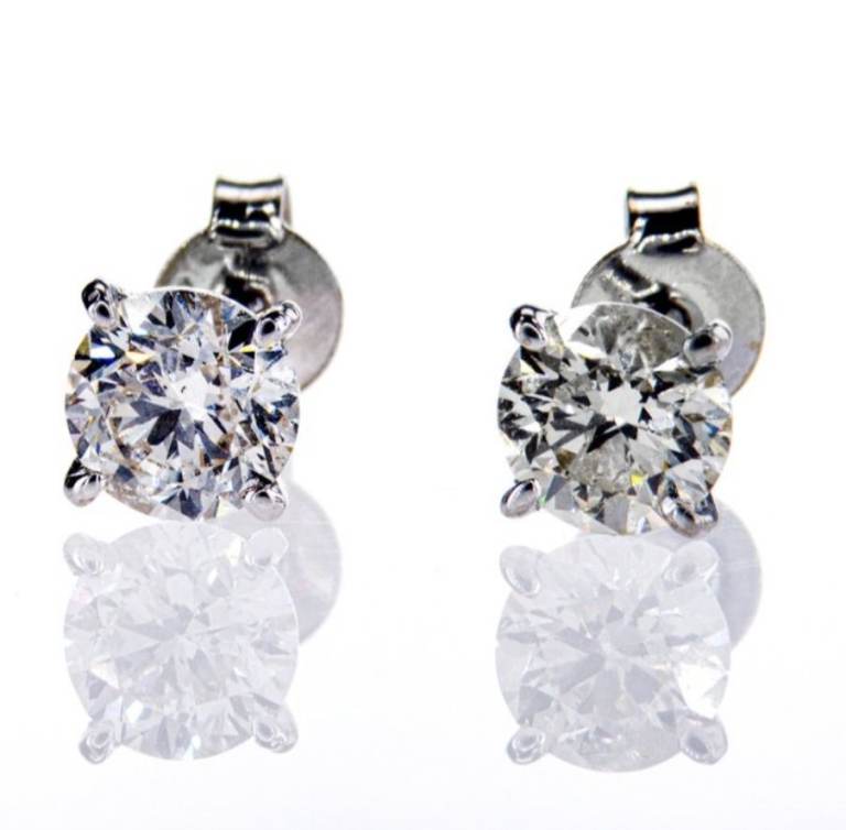 💎 Natural Diamond Stud Earrings — 1.32ct Total | 14K White Gold | GCI Certified