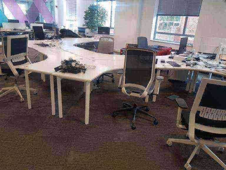 Collection from Croydon Boomerang group pod hotspot bank desks office table single desks