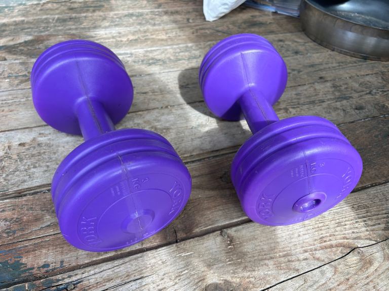 Pair of YORK 3KG Dumbbells – Purple, Good Condition