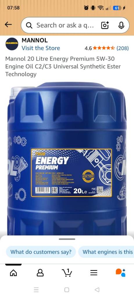 Mannol 5w-30 fully synthetic oil