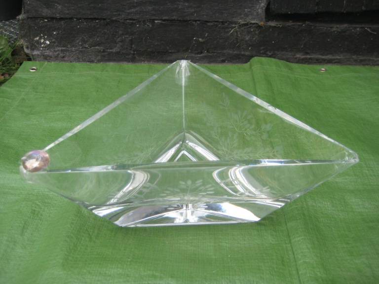 Heavy Crystal Glass Ornamental Dish with Slight Damage for £3.00