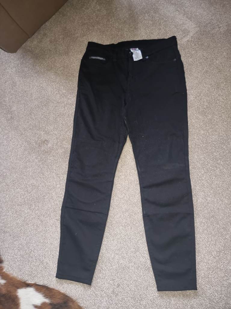 Ladies oxford black motorbike jeans 