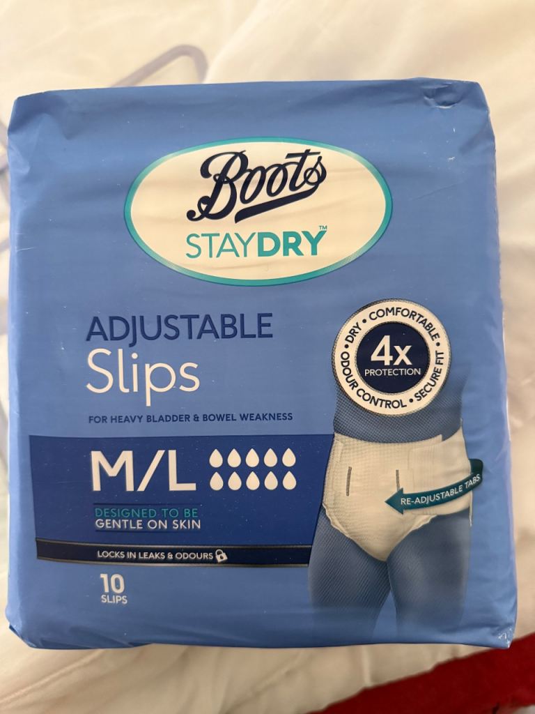 Boots Staydry Adjustable Slips M/L – New, Unopened Pack