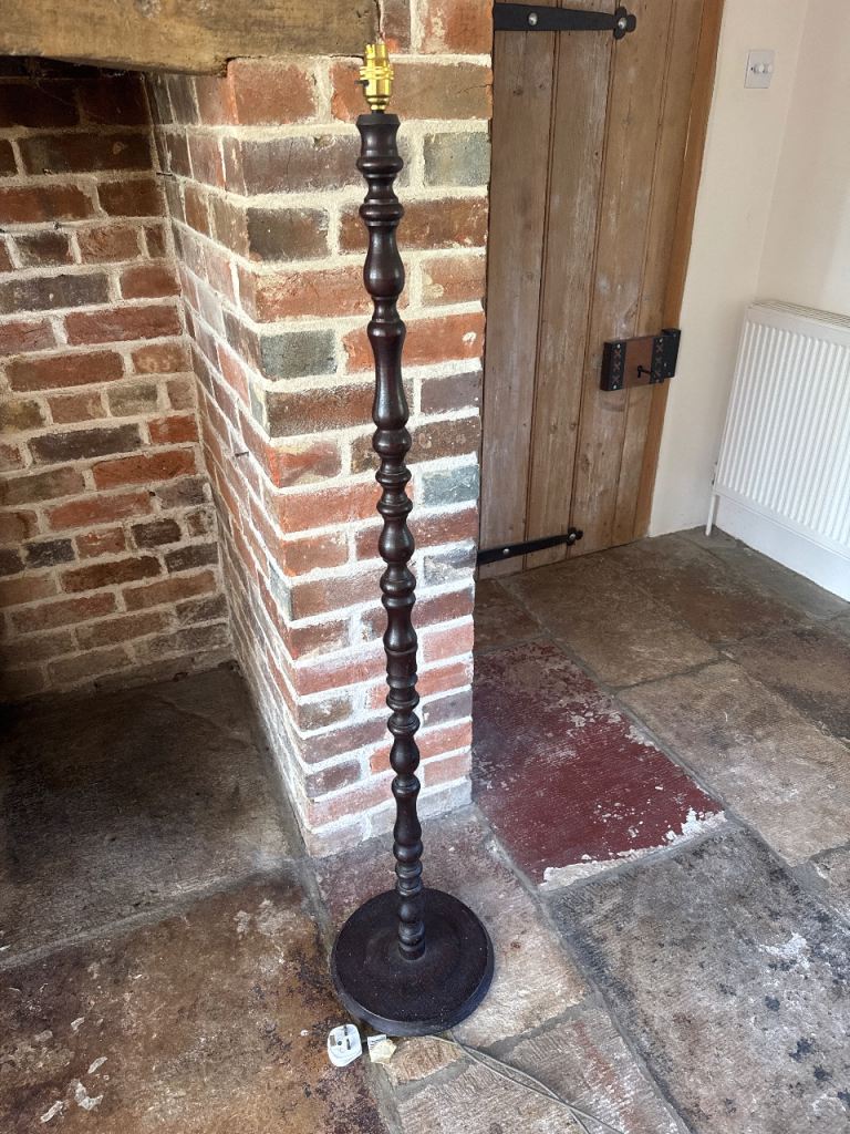Traditional Dark Wood Standard Lamp – Good Condition