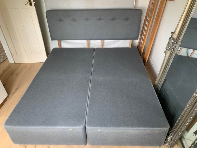 Super King Size - Grey Fabric Bed Frame with Storage Drawers