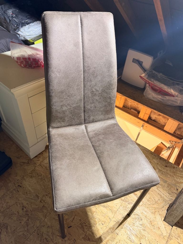 6 x brown leather dining chairs
