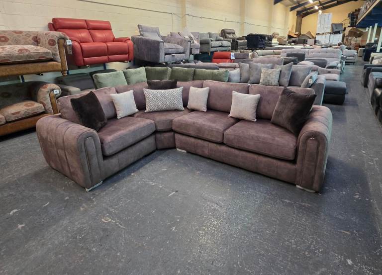 Amara brown fabric corner sofa