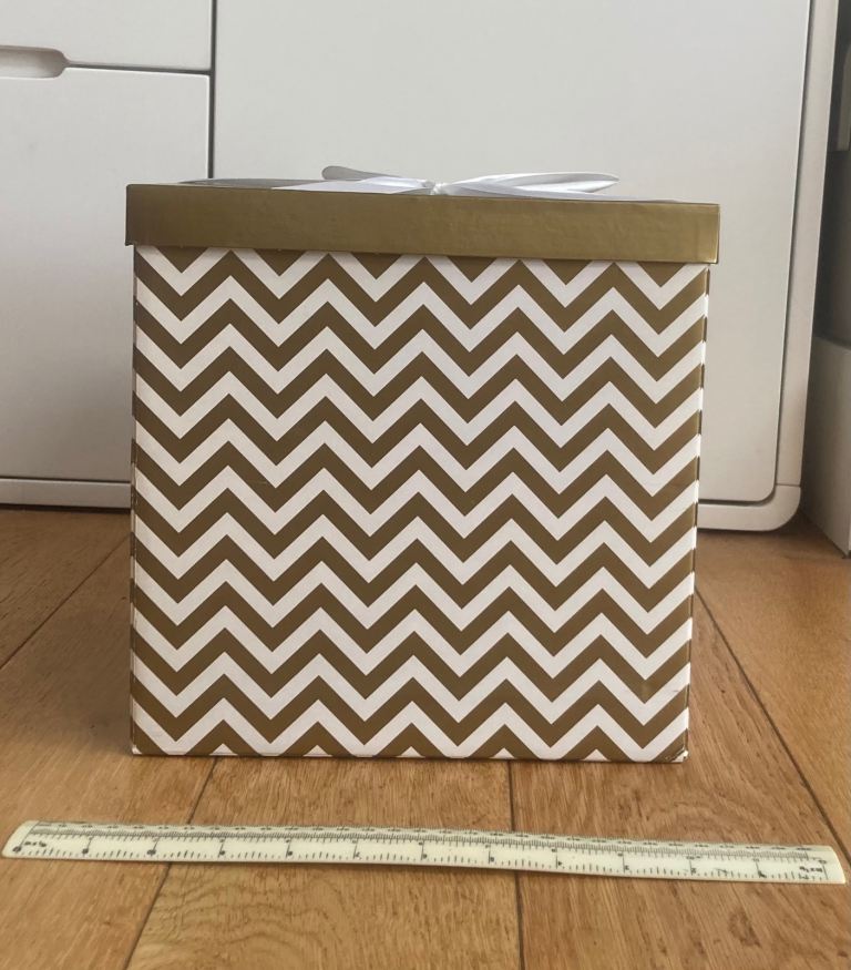 Decorative Gift Box with Gold Chevron Pattern