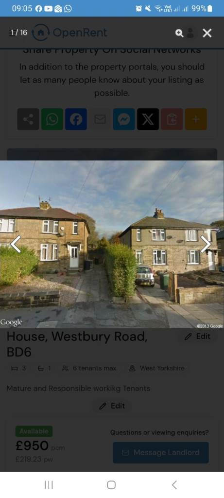 3 bed To let Bd6 westbury road