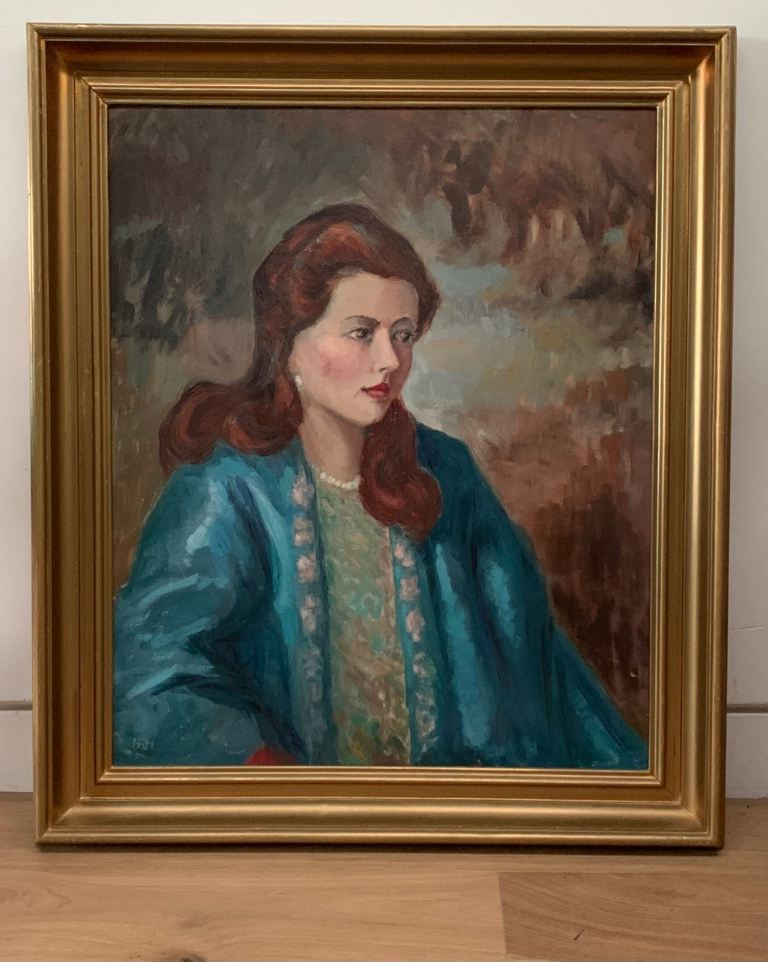 Mid Century Danish Portrait Painting 