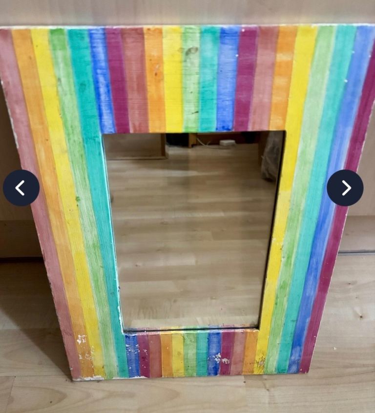 Colourful Wooden Wall Mirror – Very Good Condition