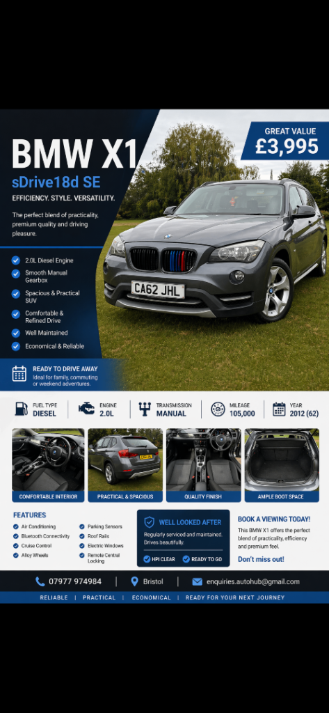 BMW, X1, Estate, 2013, Manual, 1995 (cc), 5 doors