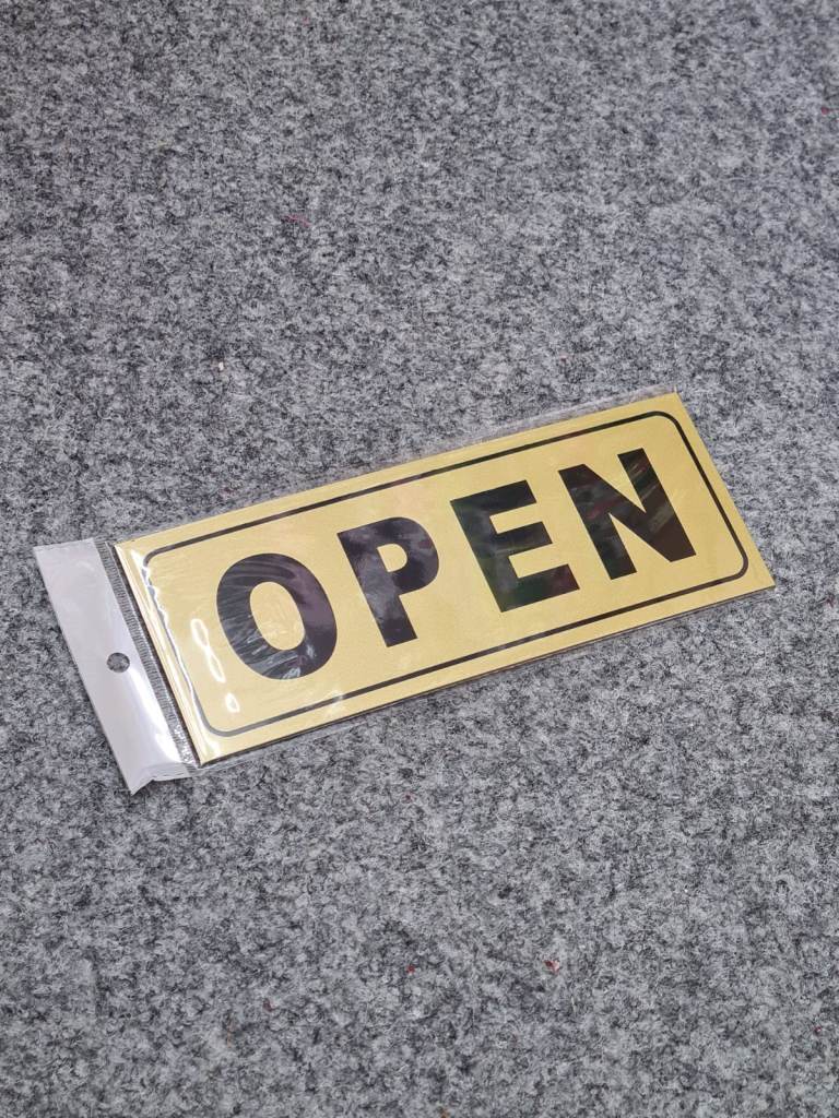 Gold & Black OPEN Door Sign Plaque 1.49