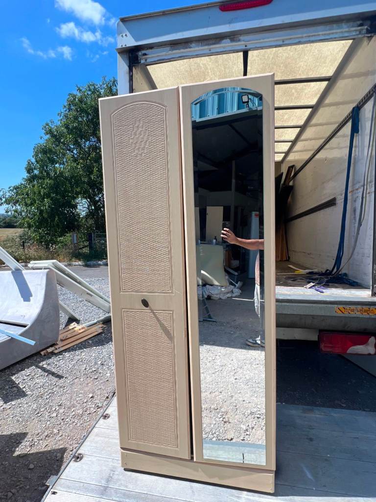 Light Wood Wardrobe with Mirror Door – Good Condition