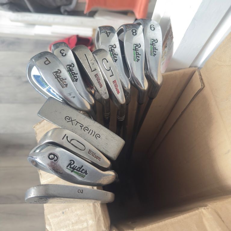 Golf clubs irons and putter 