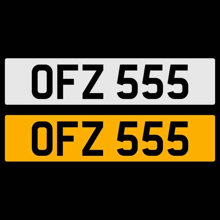 OFZ 555 NUMBER PLATE NUMBERPLATE REGISTRATION CHERISHED DATELESS NORTHERN IRISH NI