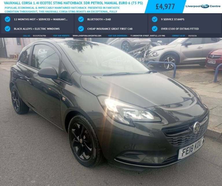 2018 Vauxhall Corsa 1.4i ecoTEC Sting Hatchback 3dr Petrol Manual Euro 6 (75 ps) Hatchback Petrol...