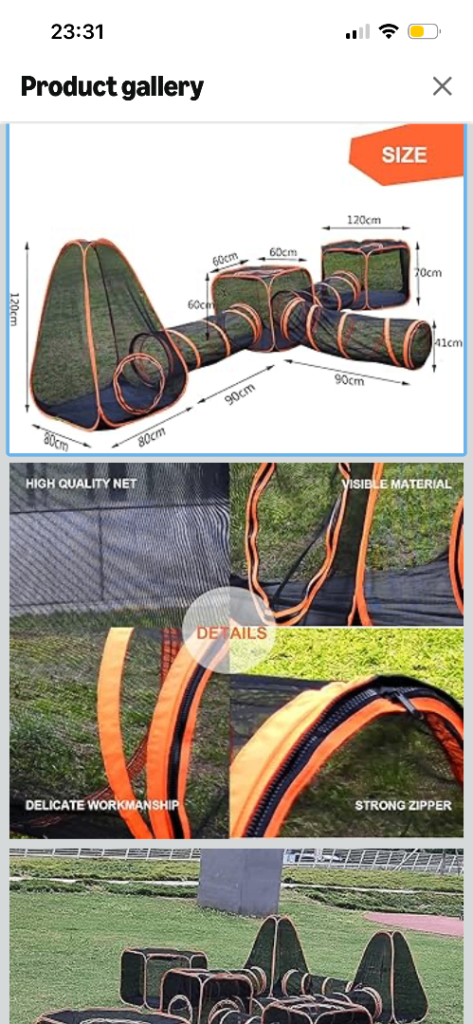 Foldable Pet Playpen Tunnel Tent - Green and Orange
