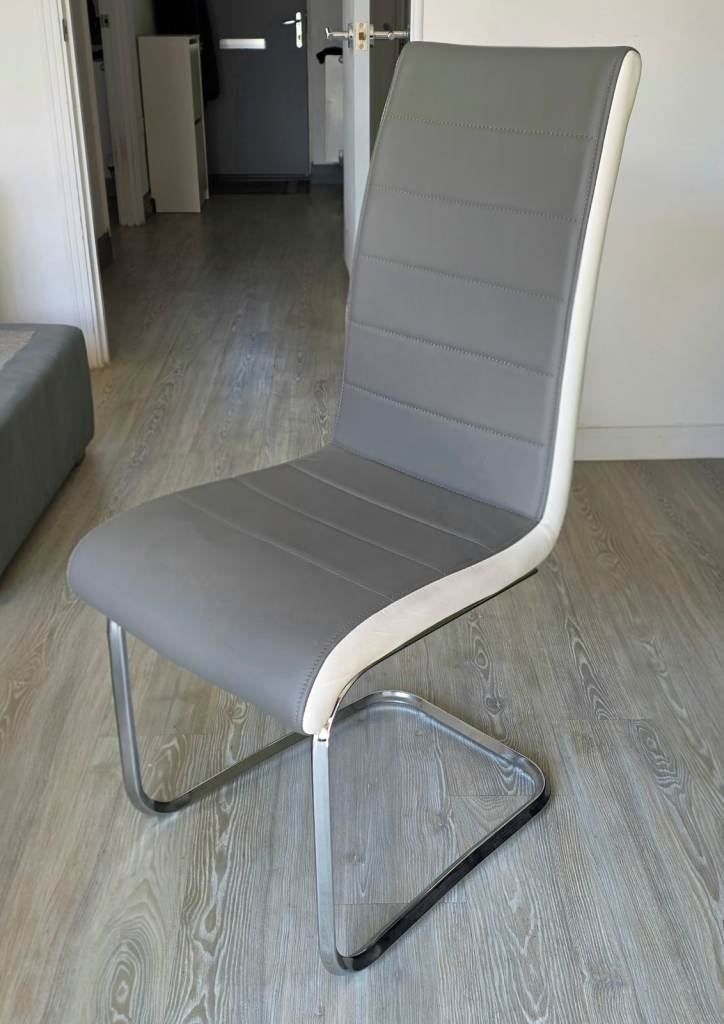Set of 4 grey and white modern dinning chairs mint condition