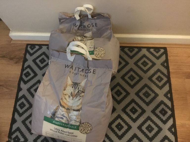 2 bags of cat litter.