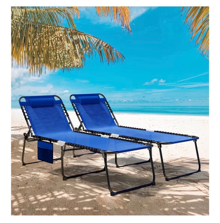 SOLD - 2x Sun loungers / camp beds / sunbeds for beach pool guests festival camping or camper van