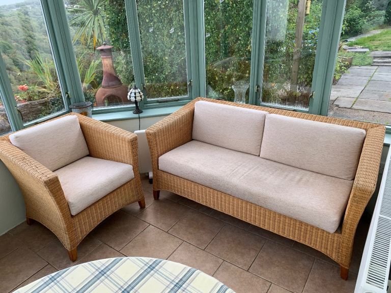 Rattan Conservatory Furniture Set - Armchair and Two-Seater Sofa