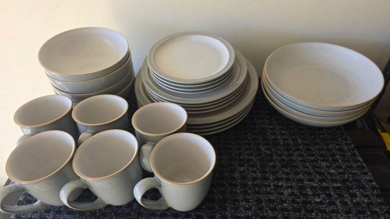 Denby Grey Dinnerware Set – Mixed Bowls, Plates & Mugs