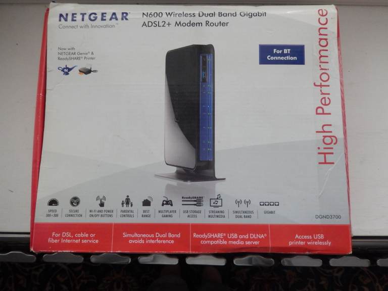 Netgear N600 Wireless Dual Band Gigabit ADSL2+ Modem Router