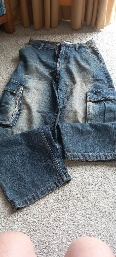  Blue Denim Cargo Trousers - Good Condition