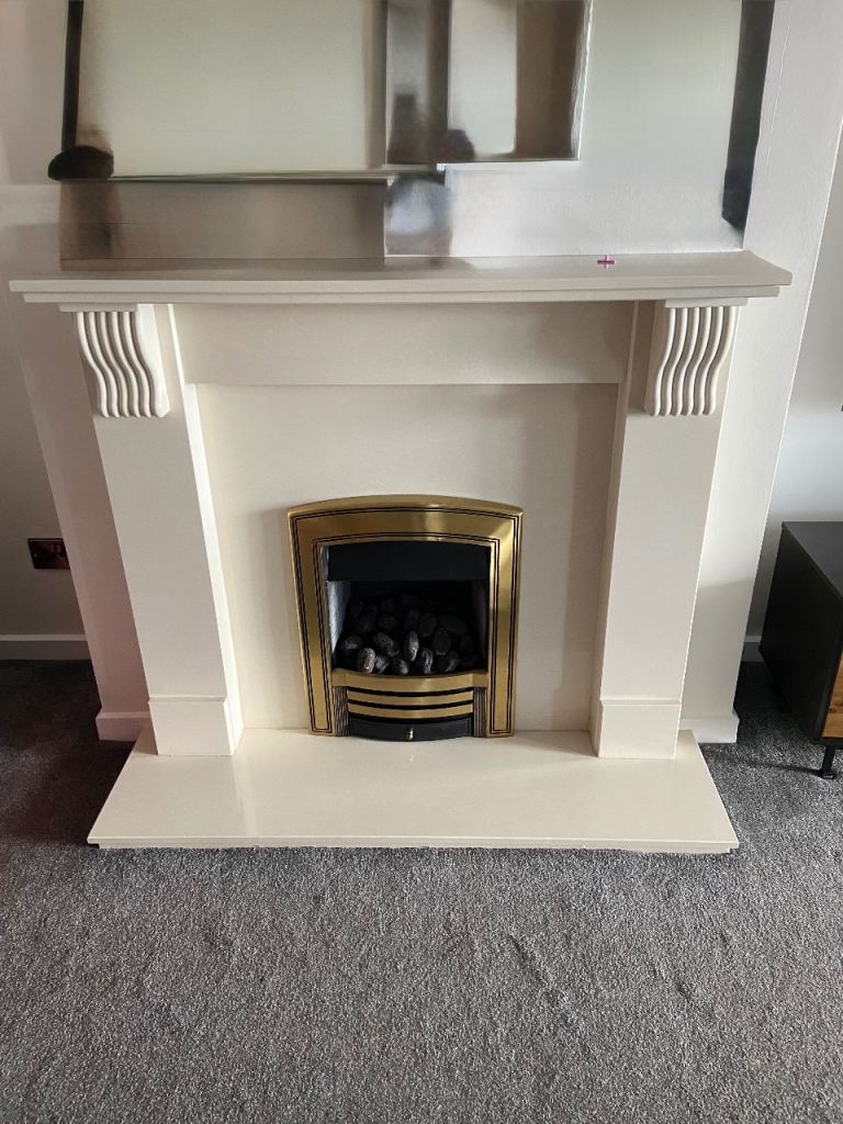 Cream Fire Surround & Hearth – Good Condition, Ready to Install