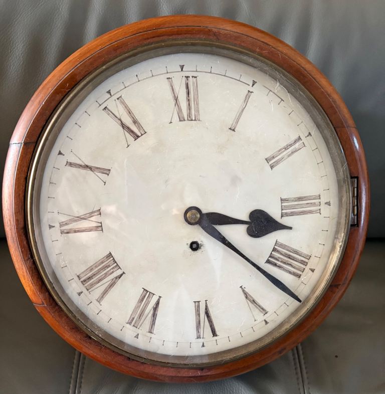 Thwaites & Reed Mahogany & Brass Wall Clock,