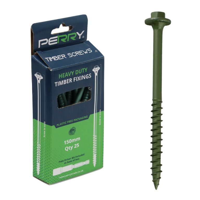 Hex Drive Structural Timber and Decking Screws. 6.5mm x 250mm. £6.25 per box (10)