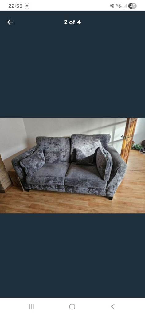 Grey crushed velvet sofa - LAST CHANCE TO BUY
