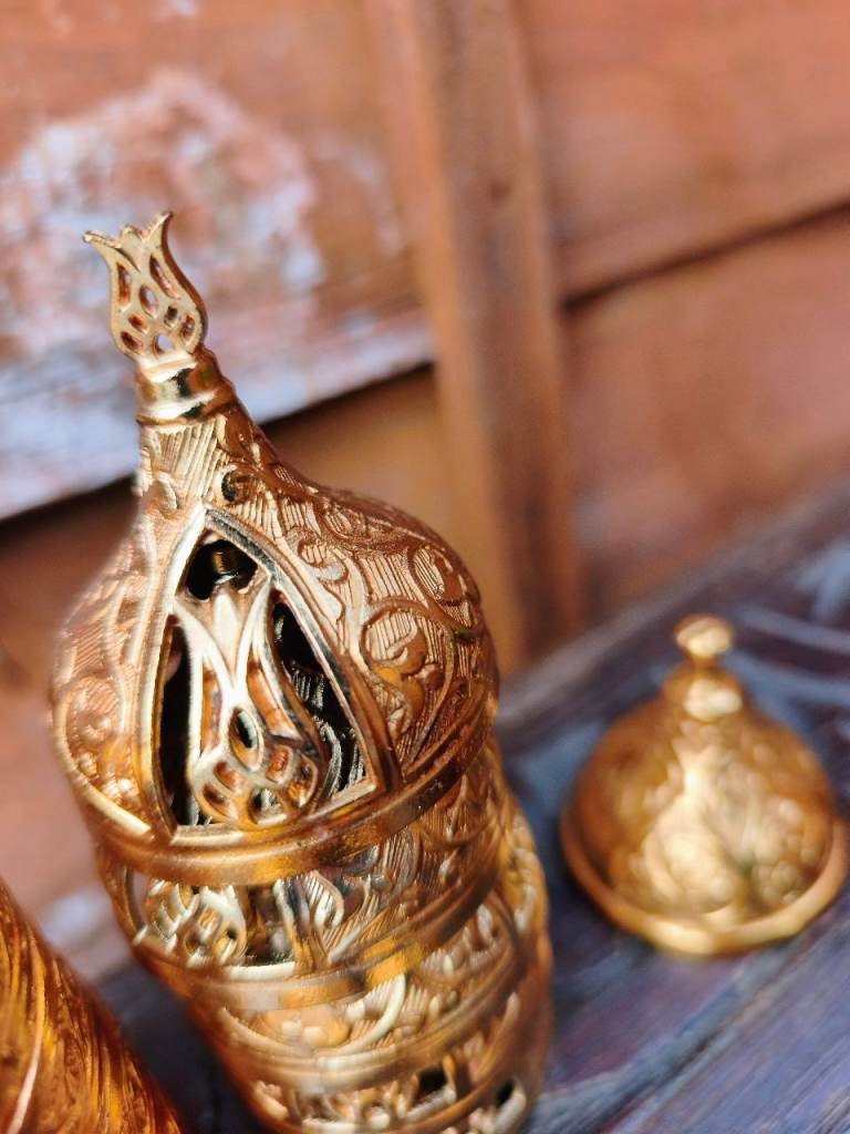 Ottoman Style Gold Turkish Coffee Cup Holders & Saucers Set - Zamak ...