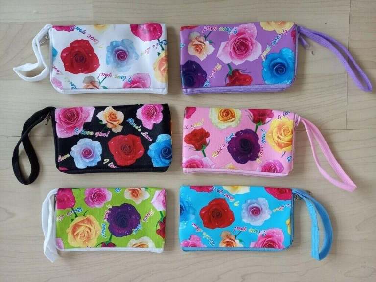90x Girls purse / wallet in 6 colours with Rose design - NEW Wholesale Carboot Joblot