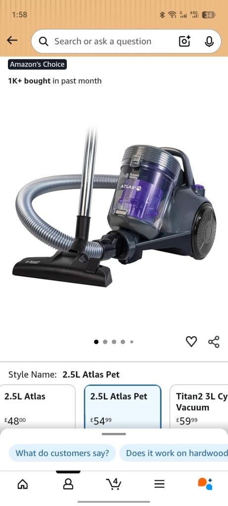 2.5L Atlas Pet Cylinder Vacuum Cleaner - New