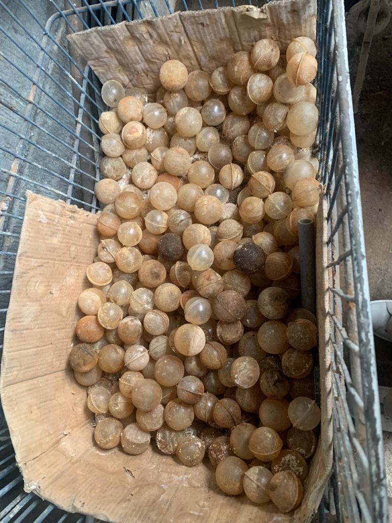 Croffles hollow plastic floating balls, electroplating cut energy costs/fumes
