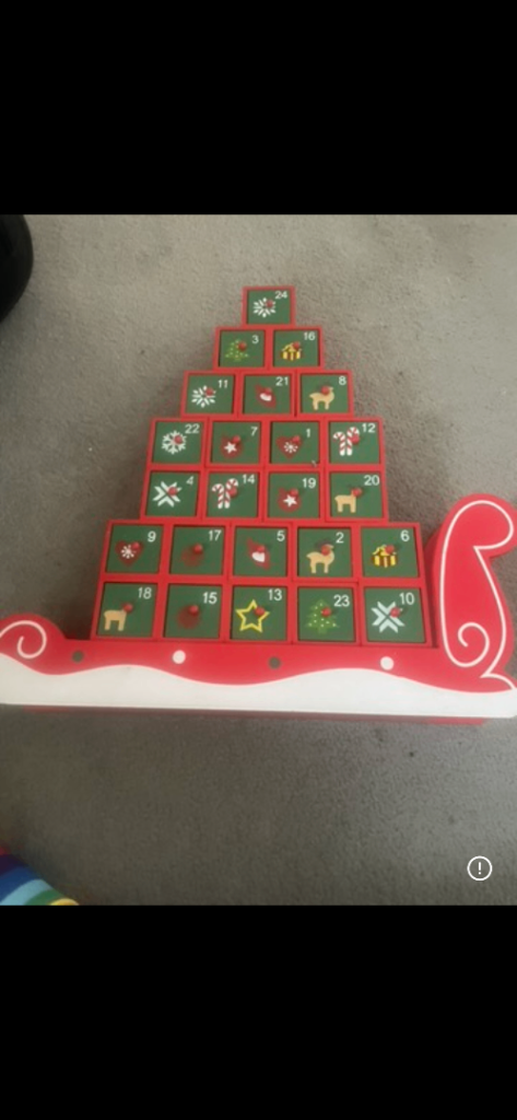 Wooden Christmas Advent Calendar Sleigh - As Good As New