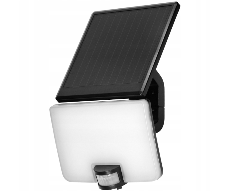 10W LED, solar floodlight with PIR sensor, 1200lm, IP54, 4000K, 3000 mAh, black