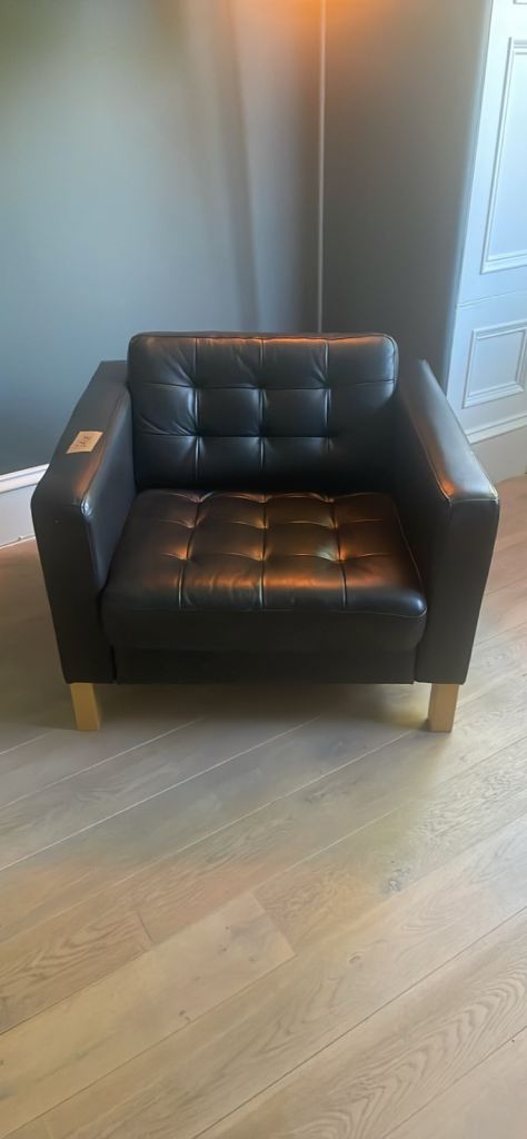 Black Leather Chairs - Good Condition Pair