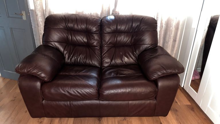 FREE Brown Leather Two-Seater Sofa