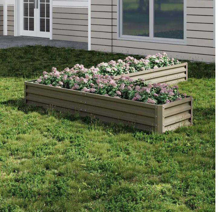 Large Metal Brown L Shape Garden Planter